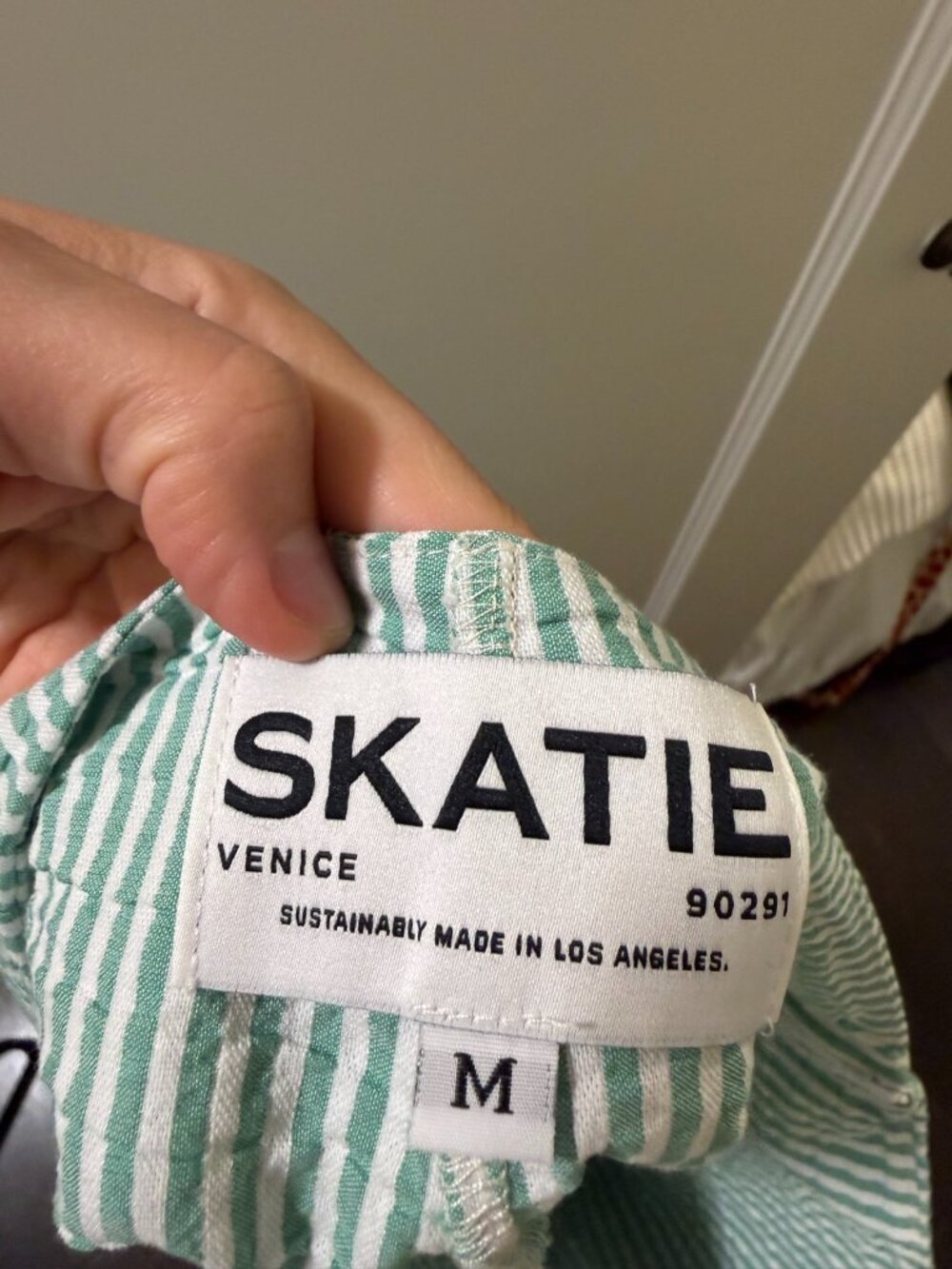 Skatie Skort- Green & White Stripe
